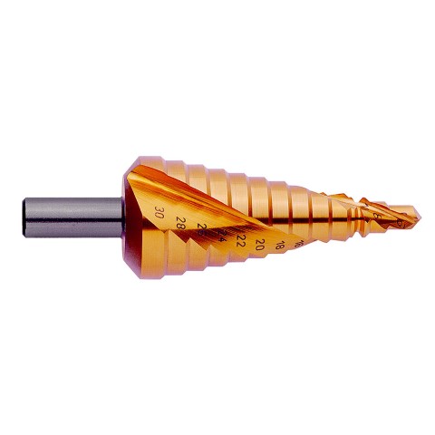 STEP DRILL 6 - 38MM X 2MM SPRIAL FLUTE HSS TIN-CO